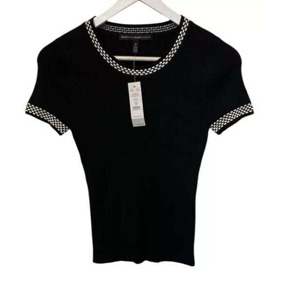 White House Black Market Women's Short Sleeve Shirt Size S/P Cable Knit - Picture 2 of 10